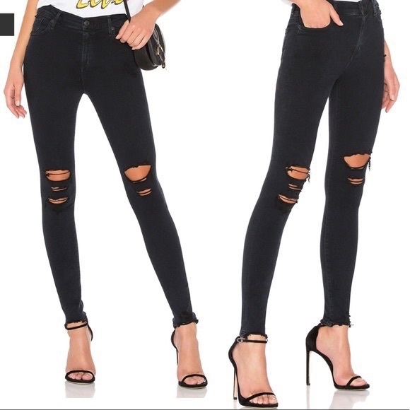 Agolde Sophie High Rise Distressed Skinny Jean Ruthless Black size 29 - Picture 3 of 15